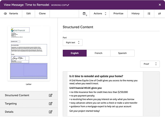 Screenshot of Messagepoint Core CCM software platform