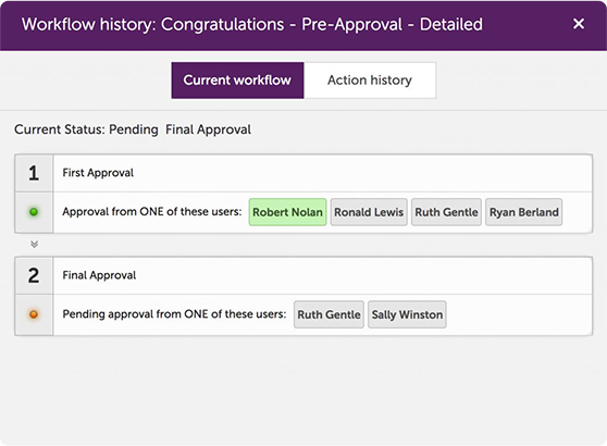 Messagepoint Core - approval workflow screenshot