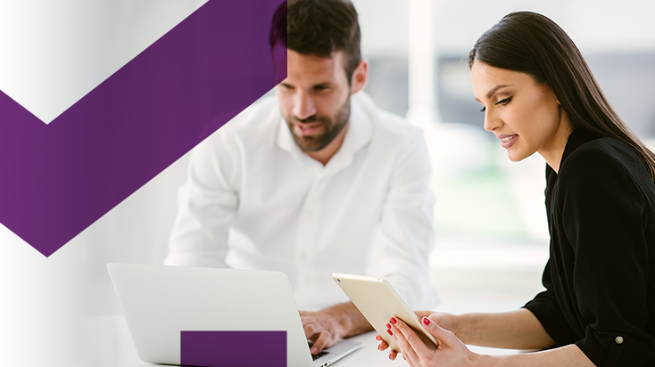 Man and woman working together in the office