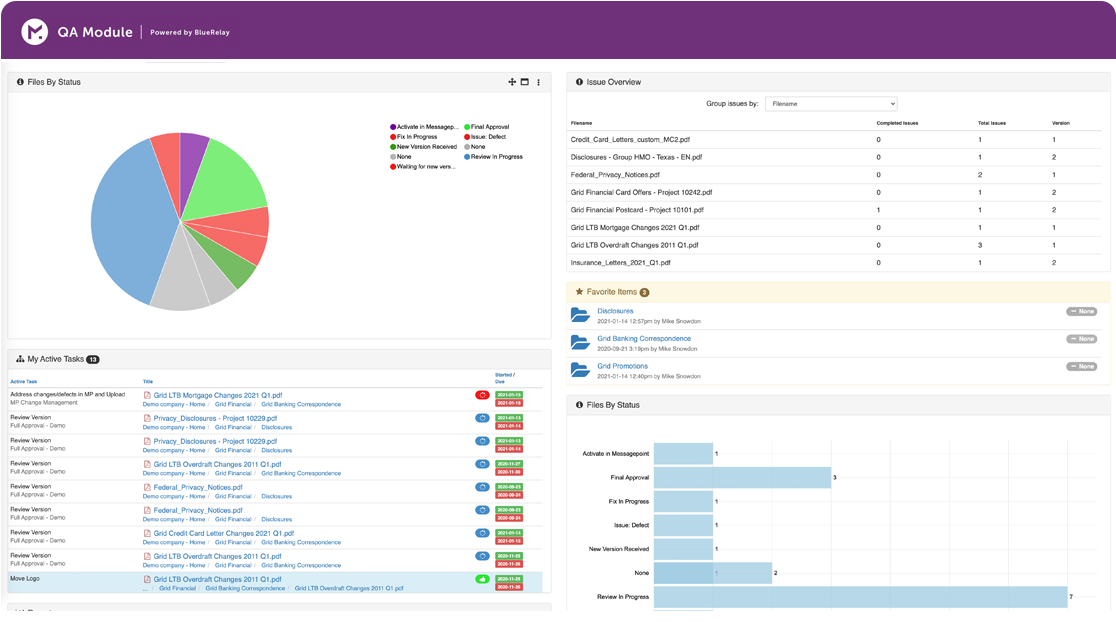 Messagepoint QA module with pie chart