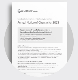 Annual notice of change document
