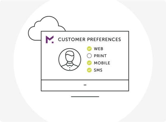 Illustrated computer screen displaying customer preferences