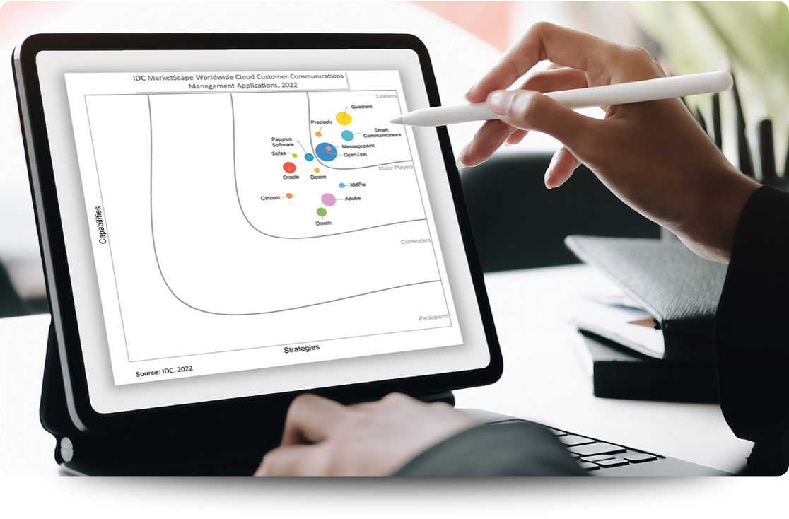 Hand pointing at an ipad displaying a chart